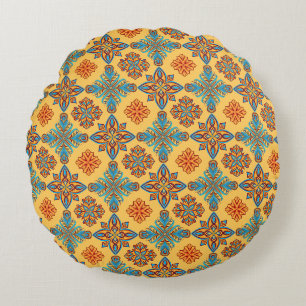 Mandalas in gelber Farbe Rundes Kissen