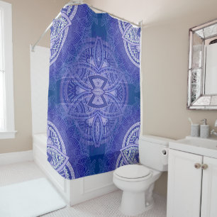 Mandalas in niederländisch-blauen Wiederholmustern Duschvorhang
