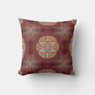 Mandalas mit gemischten Maroon-Wiederholmustern Kissen