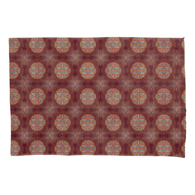Mandalas mit gemischten Maroon-Wiederholmustern Kissenbezug (Vorderseite)