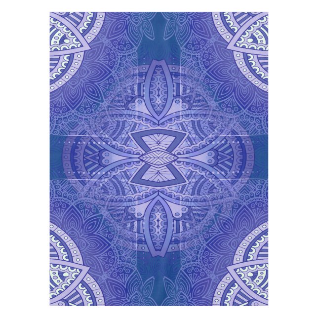 Mandalas mit holländisch-blauen Wiederholmustern Tischdecke (Vorderseite)