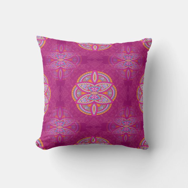 Mandalas mit rosa gemischten Wiederholmustern Kissen (Vorderseite)