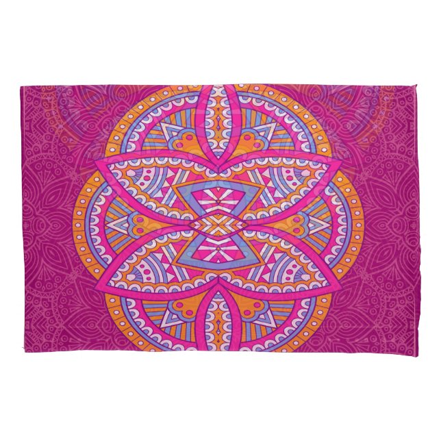 Mandalas mit rosa gemischten Wiederholmustern Kissenbezug (Vorderseite)