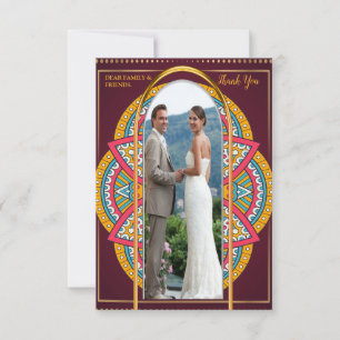 Mandalase auf Maroon-Hintergrund RSVP Karte