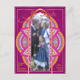 Mandalase aus Cerise Pink, Blue & Orange Ankündigungspostkarte