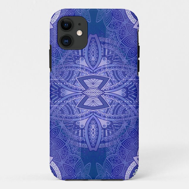 Mandalase für das klassische blaue Wiederholdesign Case-Mate iPhone Hülle (Rückseite)