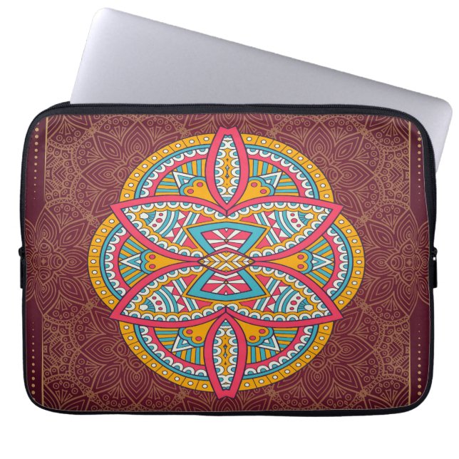 Mandalase für Maroon-Wiederholdesign Laptopschutzhülle (Vorderseite)