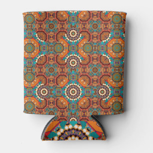 Mandalase Kaleidoskop: Brauner Blauer Orange. Dosenkühler