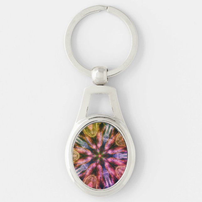Mandalastyle Oval Metal Schlüsselanhänger (Vorderseite)