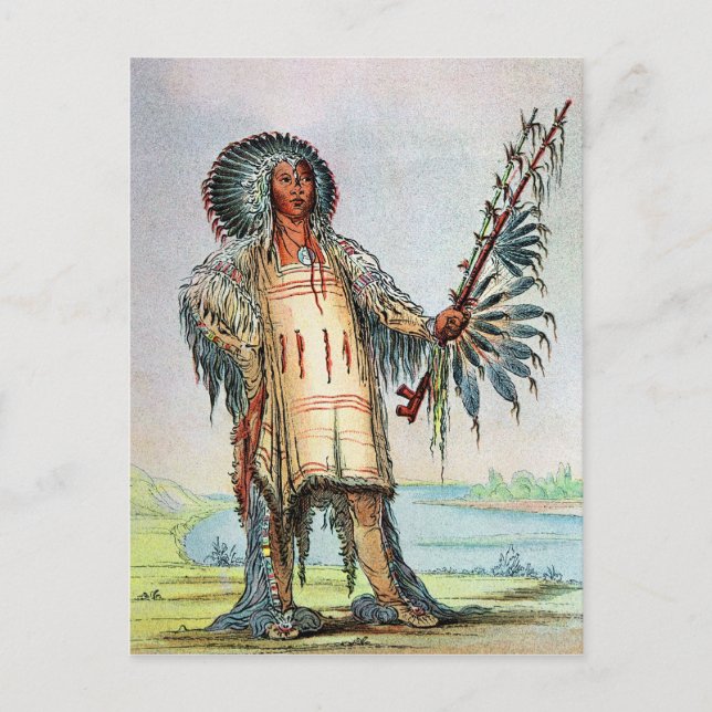 Mandan Indian Ha-Na-Tah-Muah, Wolf-Chef Postkarte (Vorderseite)