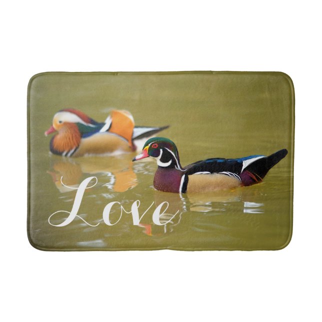 Mandarin Duck Couple / Love Birds Custom Wedding Badematte (Vorderseite)