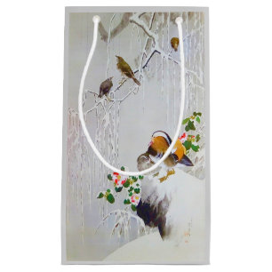 Mandarin Duck in Snow Scene, Watanabe Seitei Kleine Geschenktüte