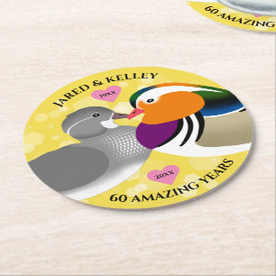 Mandarin Ducks Lovebirds jedes Jahr Runder Pappuntersetzer
