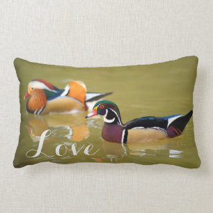 Mandarin-Enten-Paar / Liebesvögel Individuelle Hoc Lendenkissen