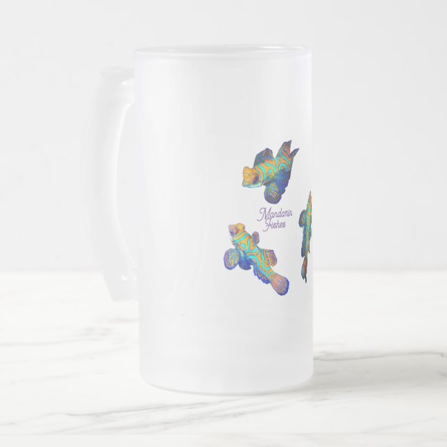 Mandarin-Fische  Mattglas Bierglas (Vorderseite Links)