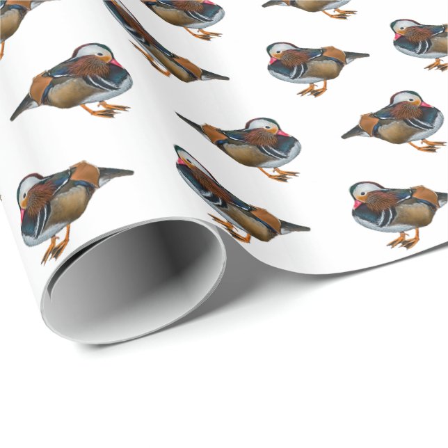 Mandarin Frenzy Wrapping Paper (weiß) Geschenkpapier (Rolleneckpunkt)