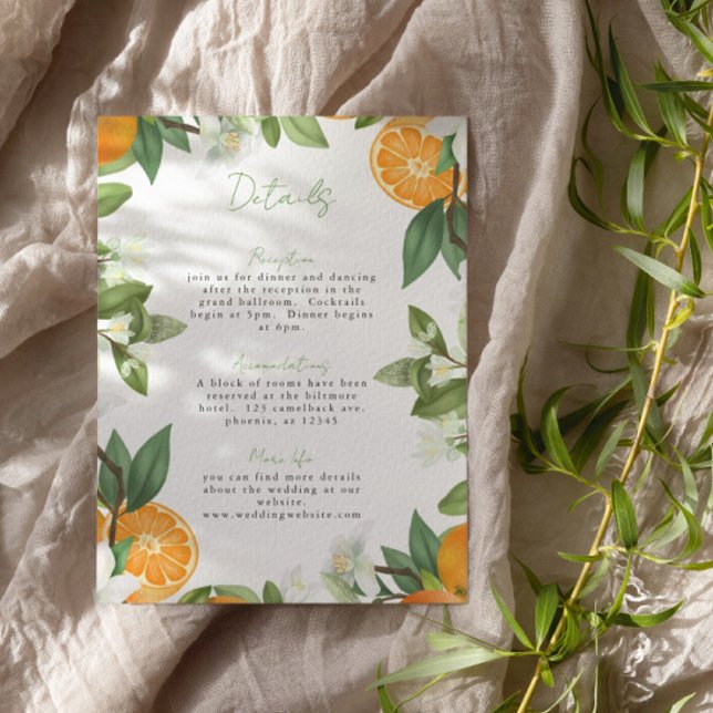 Mandarin Orange Watercolor Wedding Info Einladung (Von Creator hochgeladen)