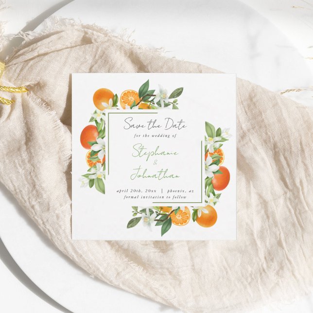 Mandarin Orange Watercolor Wedding  Save the Date (Von Creator hochgeladen)