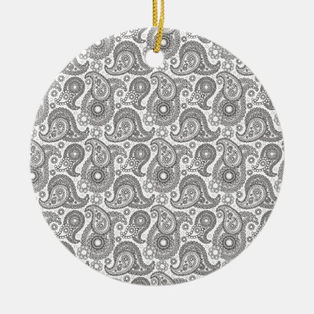 Mandarine Black Paisley Keramik Ornament (Vorne)