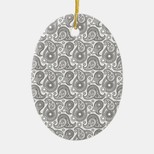 Mandarine Black Paisley Keramikornament (Vorne)