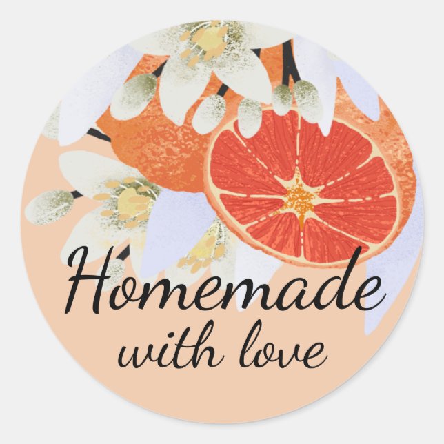 Mandarine Citrus Homemade Business Botanisch Runder Aufkleber (Vorderseite)