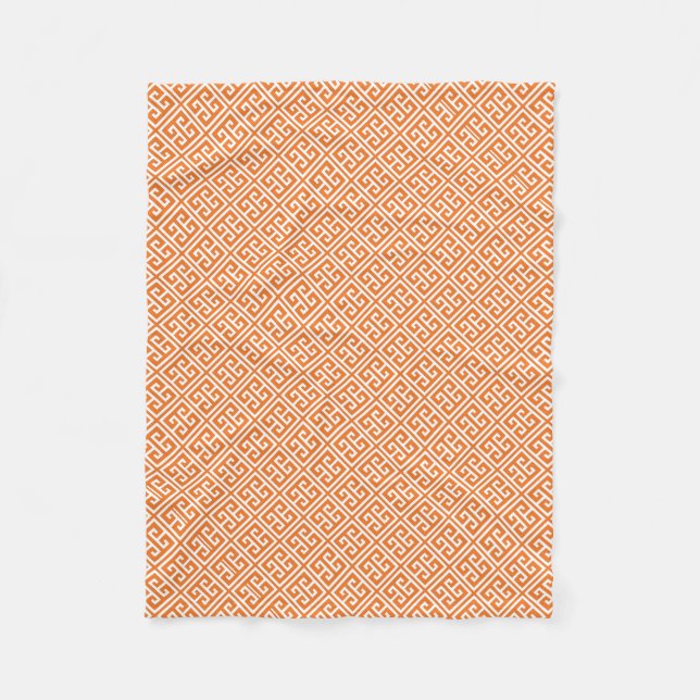 Mandarine Griechisches Schlüsselmuster Fleecedecke (Vorderseite)