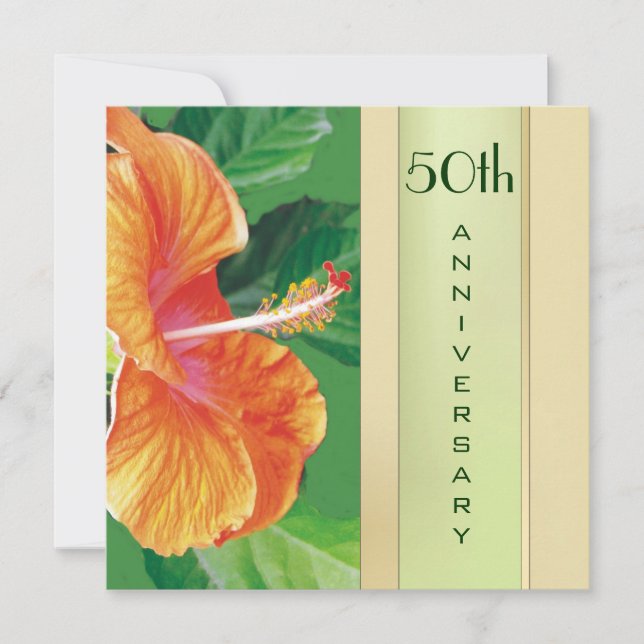Mandarine Hibiskus 50. Hochzeitstag Einladung (Vorderseite)