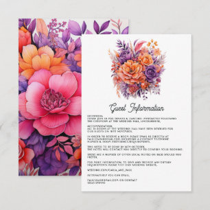 Mandarine, Hot-Pink & Royal Lila Guest Details Begleitkarte