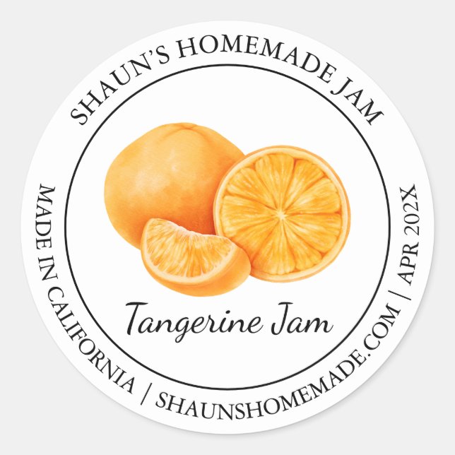 Mandarine Jam Modern Label Runder Aufkleber (Vorderseite)