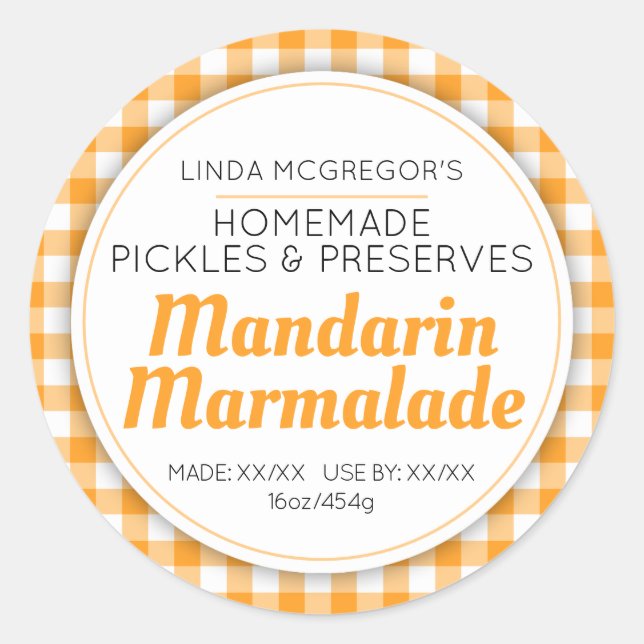 Mandarine-Marmelade-Orangenmarmelade Runder Aufkleber (Vorderseite)