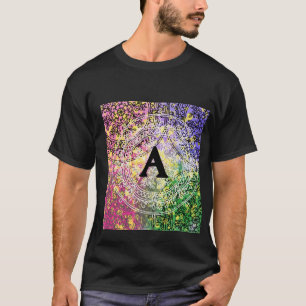 Mandarine mit floraler Hintergrundfarbe und A T-Shirt