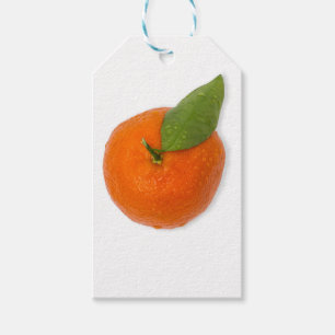 Mandarine mit grünem Blattblättriger Mandarine Geschenkanhänger