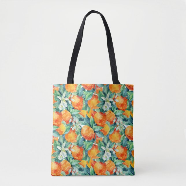 Mandarine Orange: Aquarellfarben-Retro-Illustratio Tasche (Vorderseite)