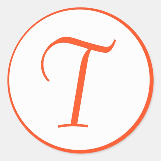 Mandarine Orange Aufkleber für Mit Monogramm Umsch (Vorderseite)