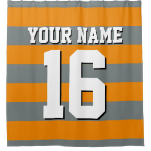 Mandarine Orange Charcoal Sports Jersey Streifen Duschvorhang