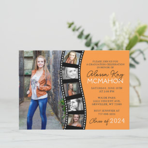 Mandarine Orange Filmstrip 6 Foto Abschluss Einladung