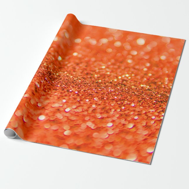 Mandarine Orange Glitzer Design Geschenkpapier (Ungerollt)