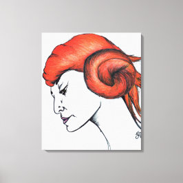 Mandarine Orange Haar Frauen Portrait Pop Kunst, D Leinwanddruck