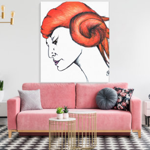Mandarine Orange Haar Frauen Portrait Pop Kunst, D Leinwanddruck