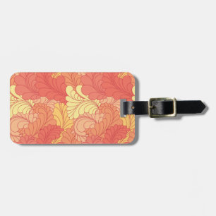 Mandarine-orange Retro Blumenpaisley-Federn Gepäckanhänger
