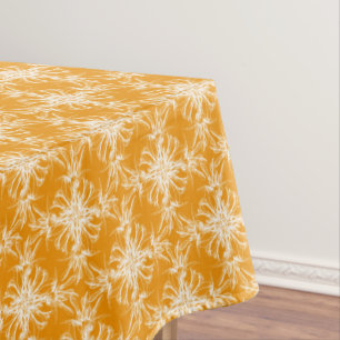Mandarine-orange und weißer Blumendamast Tischdecke