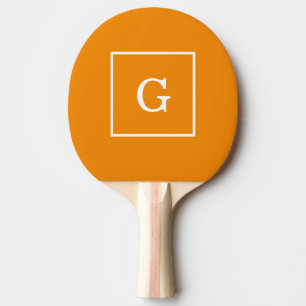Mandarine Orange White Gerahmt Initial Monogram Tischtennis Schläger