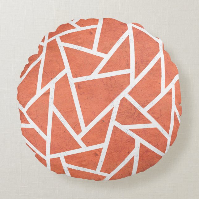 Mandarine-Orangenmosaik Rundes Kissen (Vorderseite)