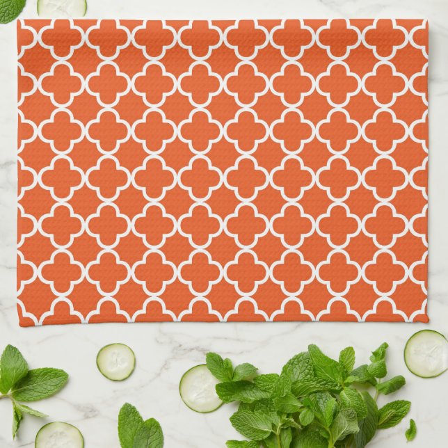 Mandarine Quatrefoil Klee-Muster Handtuch (Gefaltet)