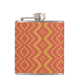 Mandarine Red Tribal Ethnic ägyptische Basket Weav Flachmann