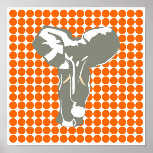 Mandarine Safari Dot mit Pop Art Elephant Poster