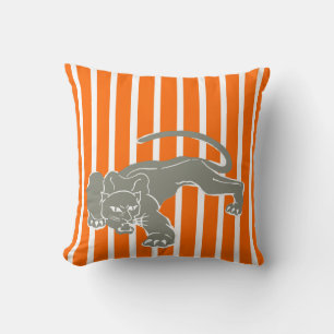 Mandarine Safari Streifen Kissen mit Leopard