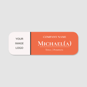 Mandarine Tango Orange & White Modern Company LOGO Namensschild