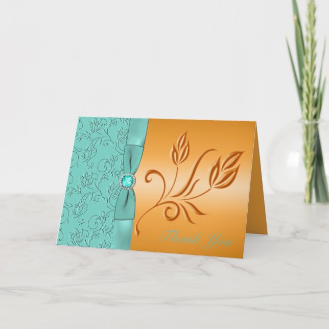Mandarine und Aqua Jewele Danke-Card Dankeskarte (Vorderseite)