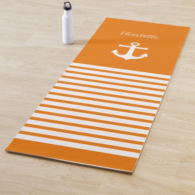 Mandarine und weiße Streifen Personalisiert Yogamatte (Beispiel)